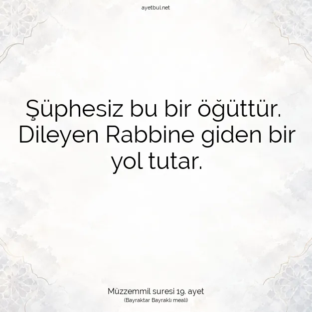 Ayetbul | Kuran Mealleri | Quran | Müzzemmil suresi 19. ayet