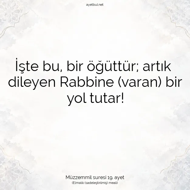 Ayetbul | Kuran Mealleri | Quran | Müzzemmil suresi 19. ayet