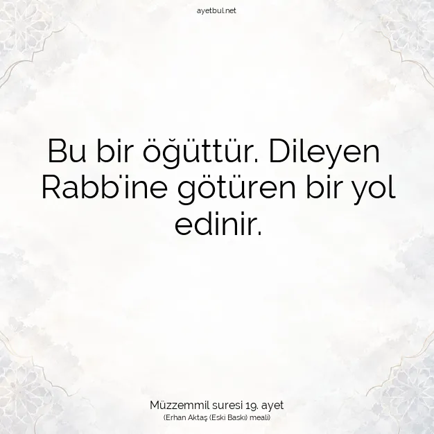 Ayetbul | Kuran Mealleri | Quran | Müzzemmil suresi 19. ayet