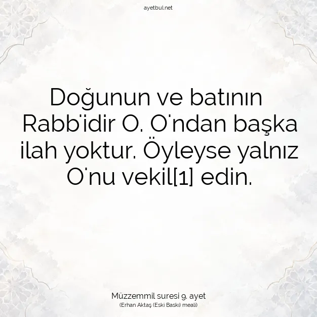 Ayetbul | Kuran Mealleri | Quran | Müzzemmil suresi 9. ayet