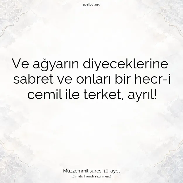 Ayetbul | Kuran Mealleri | Quran | Müzzemmil suresi 10. ayet