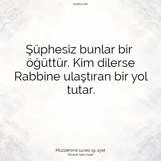 Ayetbul | Kuran Mealleri | Quran | Müzzemmil suresi 19. ayet