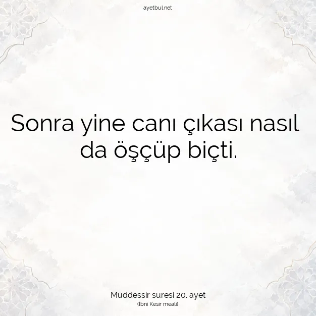 Ayetbul | Kuran Mealleri | Quran | Müddessir suresi 20. ayet