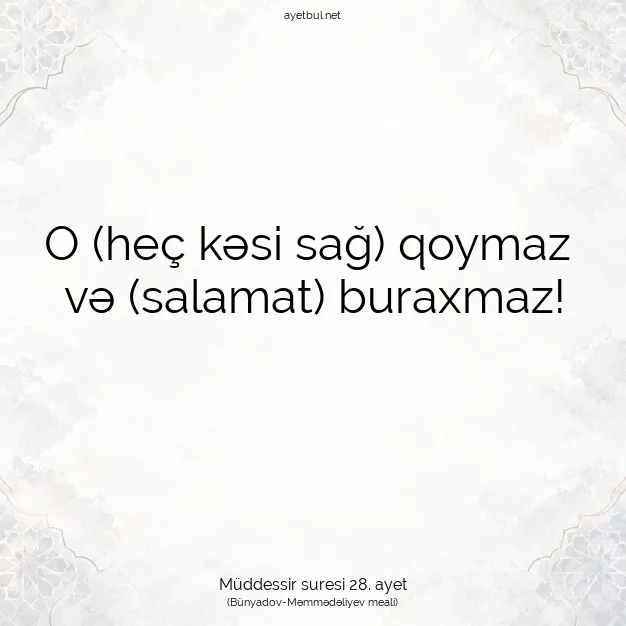 Ayetbul | Kuran Mealleri | Quran | Müddessir suresi 28. ayet