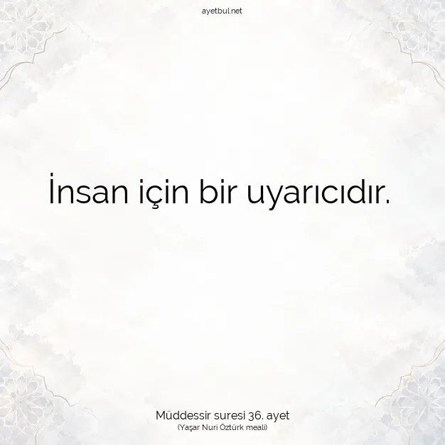Ayetbul | Kuran Mealleri | Quran | Müddessir suresi 36. ayet