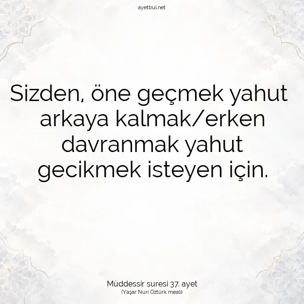 Ayetbul | Kuran Mealleri | Quran | Müddessir suresi 37. ayet