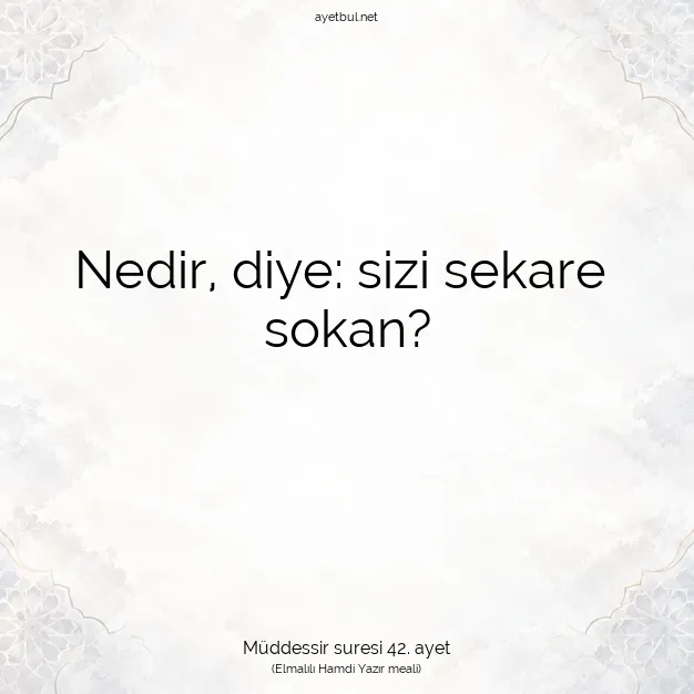 Ayetbul | Kuran Mealleri | Quran | Müddessir suresi 42. ayet