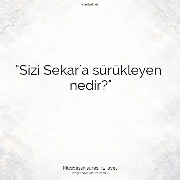 Ayetbul | Kuran Mealleri | Quran | Müddessir suresi 42. ayet