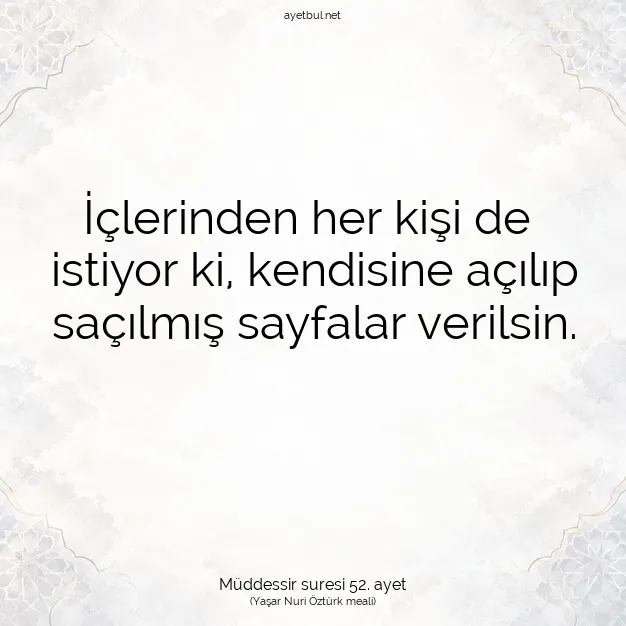 Ayetbul | Kuran Mealleri | Quran | Müddessir suresi 52. ayet