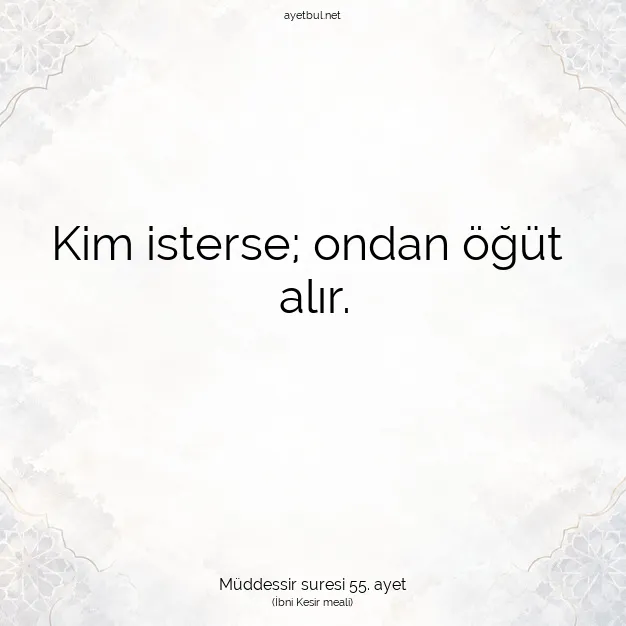 Ayetbul | Kuran Mealleri | Quran | Müddessir suresi 55. ayet