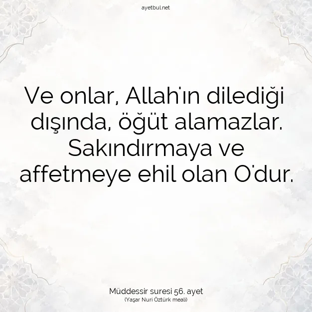 Ayetbul | Kuran Mealleri | Quran | Müddessir suresi 56. ayet