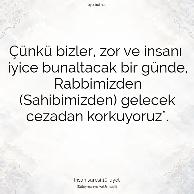 Ayetbul | Kuran Mealleri | Quran | İnsan suresi 10. ayet