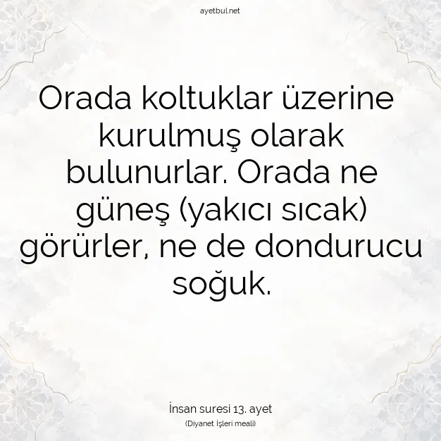 Ayetbul | Kuran Mealleri | Quran | İnsan suresi 13. ayet