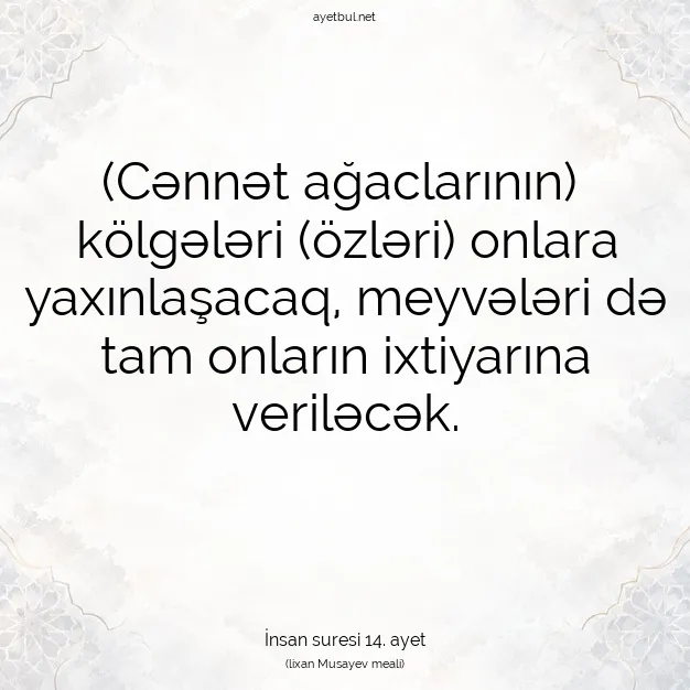 Ayetbul | Kuran Mealleri | Quran | İnsan suresi 14. ayet