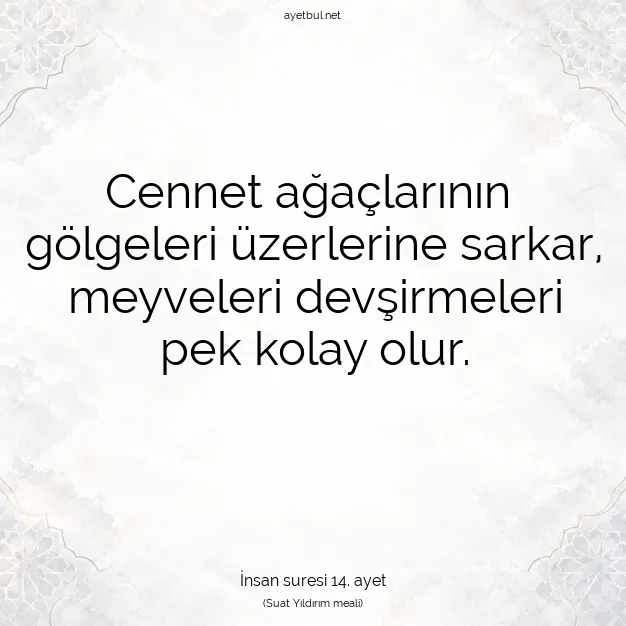 Ayetbul | Kuran Mealleri | Quran | İnsan suresi 14. ayet