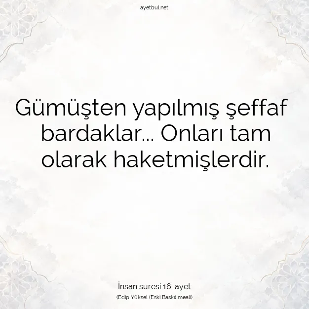 Ayetbul | Kuran Mealleri | Quran | İnsan suresi 16. ayet
