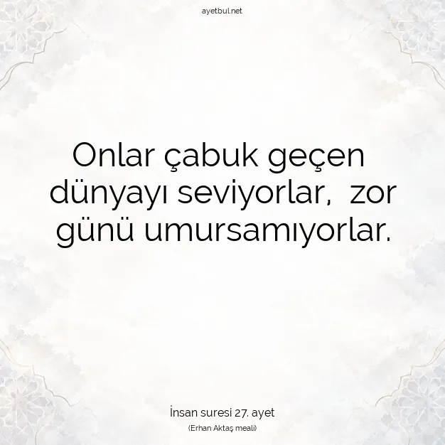 Ayetbul | Kuran Mealleri | Quran | İnsan suresi 27. ayet