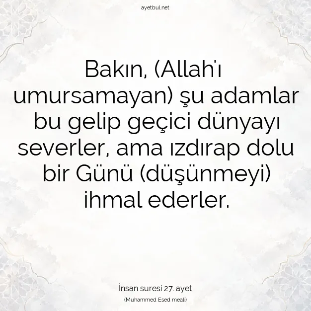 Ayetbul | Kuran Mealleri | Quran | İnsan suresi 27. ayet