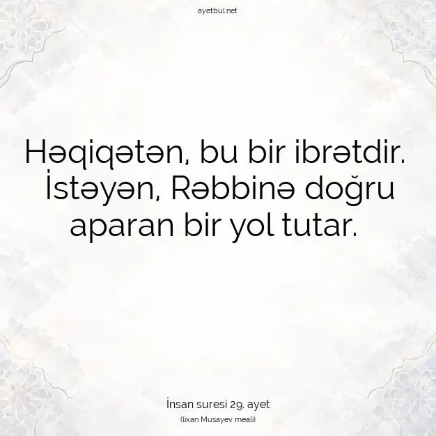 Ayetbul | Kuran Mealleri | Quran | İnsan suresi 29. ayet