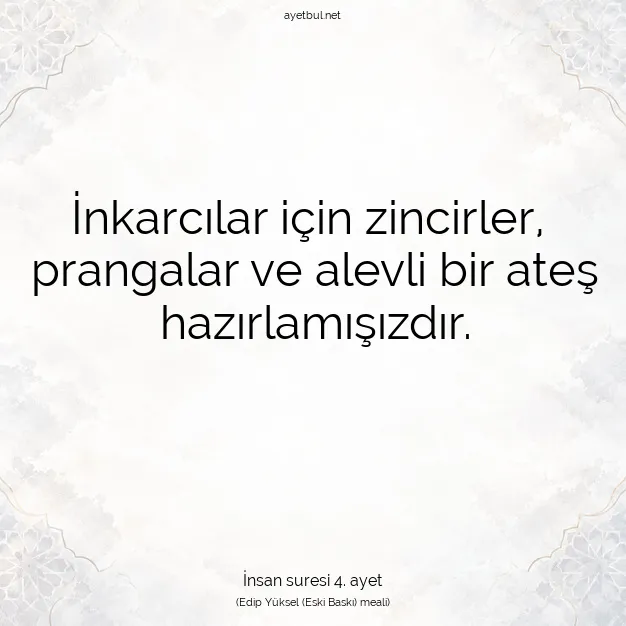 Ayetbul | Kuran Mealleri | Quran | İnsan suresi 4. ayet