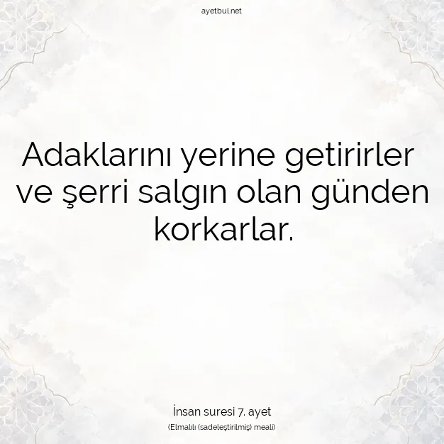 Ayetbul | Kuran Mealleri | Quran | İnsan suresi 7. ayet
