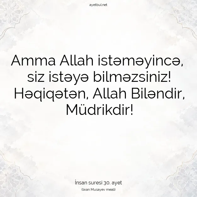 Ayetbul | Kuran Mealleri | Quran | İnsan suresi 30. ayet