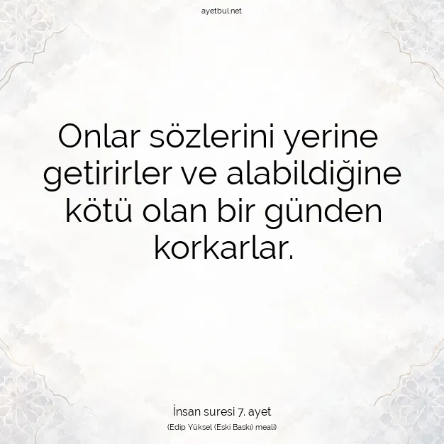Ayetbul | Kuran Mealleri | Quran | İnsan suresi 7. ayet
