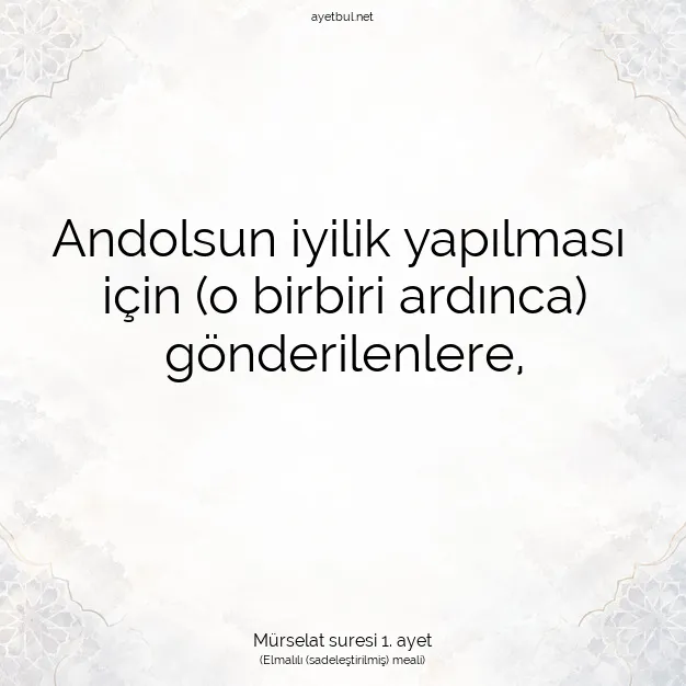 Ayetbul | Kuran Mealleri | Quran | Mürselat suresi 1. ayet