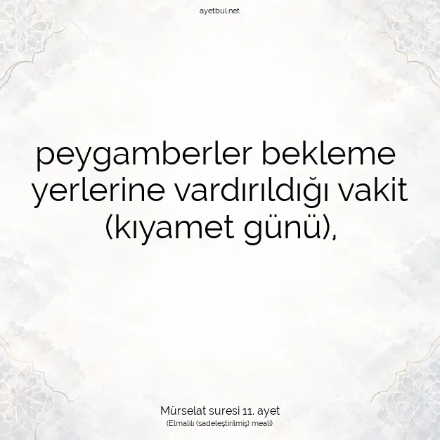 Ayetbul | Kuran Mealleri | Quran | Mürselat suresi 11. ayet