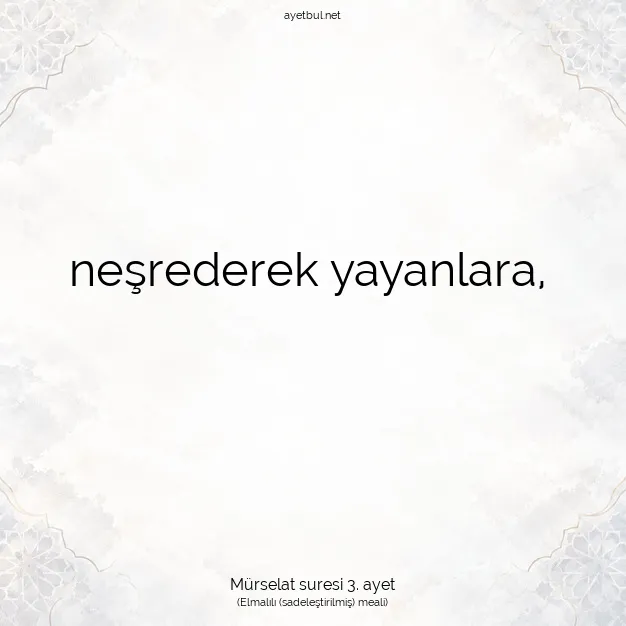 Ayetbul | Kuran Mealleri | Quran | Mürselat suresi 3. ayet