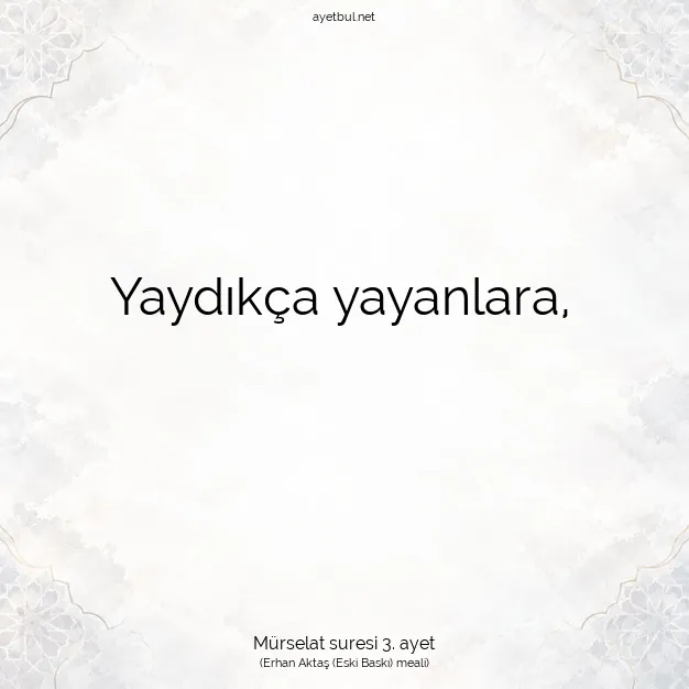 Ayetbul | Kuran Mealleri | Quran | Mürselat suresi 3. ayet