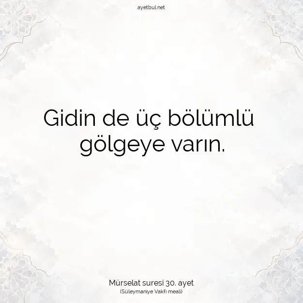 Ayetbul | Kuran Mealleri | Quran | Mürselat suresi 30. ayet