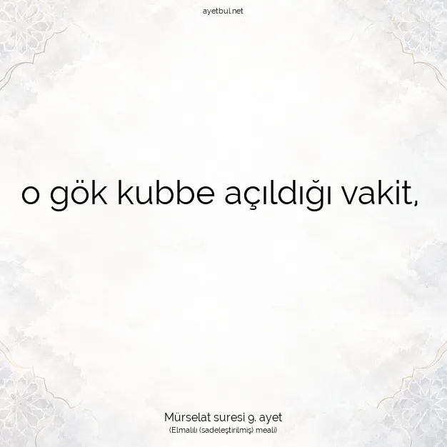 Ayetbul | Kuran Mealleri | Quran | Mürselat suresi 9. ayet