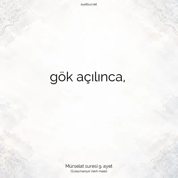 Ayetbul | Kuran Mealleri | Quran | Mürselat suresi 9. ayet