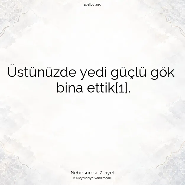 Ayetbul | Kuran Mealleri | Quran | Nebe suresi 12. ayet