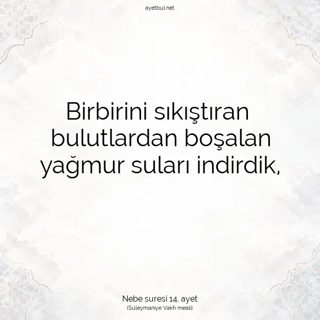 Ayetbul | Kuran Mealleri | Quran | Nebe suresi 14. ayet