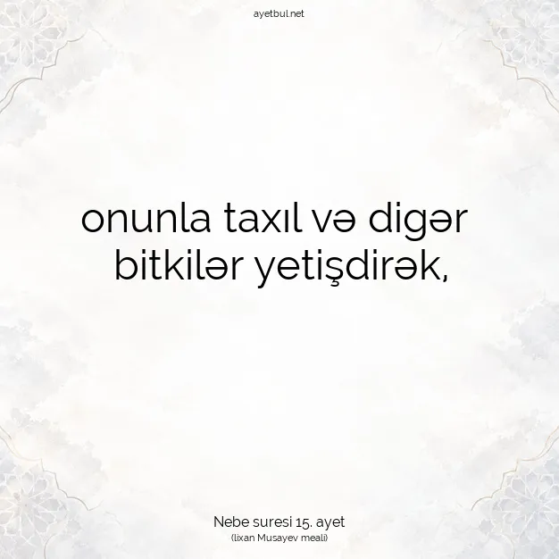 Ayetbul | Kuran Mealleri | Quran | Nebe suresi 15. ayet