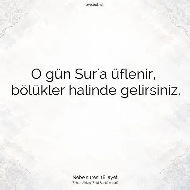 Ayetbul | Kuran Mealleri | Quran | Nebe suresi 18. ayet