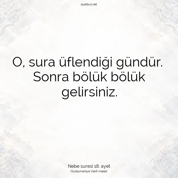 Ayetbul | Kuran Mealleri | Quran | Nebe suresi 18. ayet