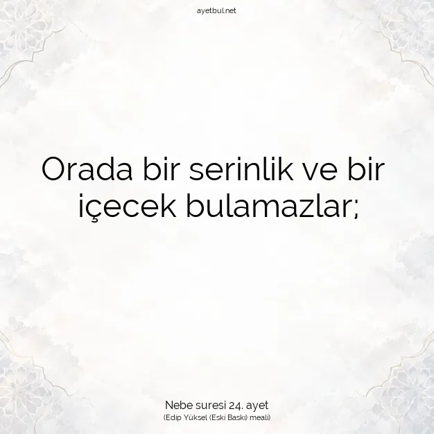 Ayetbul | Kuran Mealleri | Quran | Nebe suresi 24. ayet