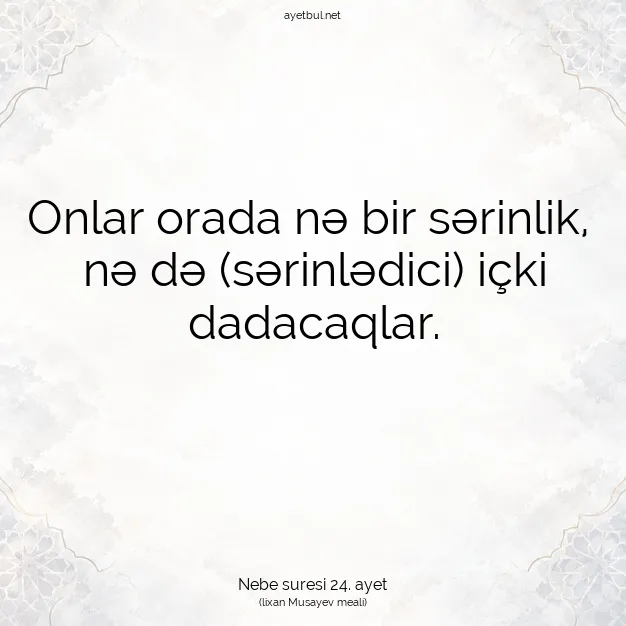 Ayetbul | Kuran Mealleri | Quran | Nebe suresi 24. ayet