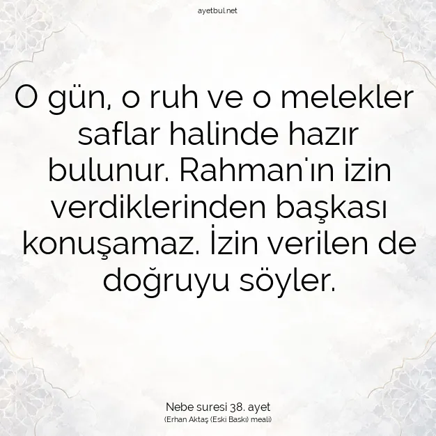 Ayetbul | Kuran Mealleri | Quran | Nebe suresi 38. ayet