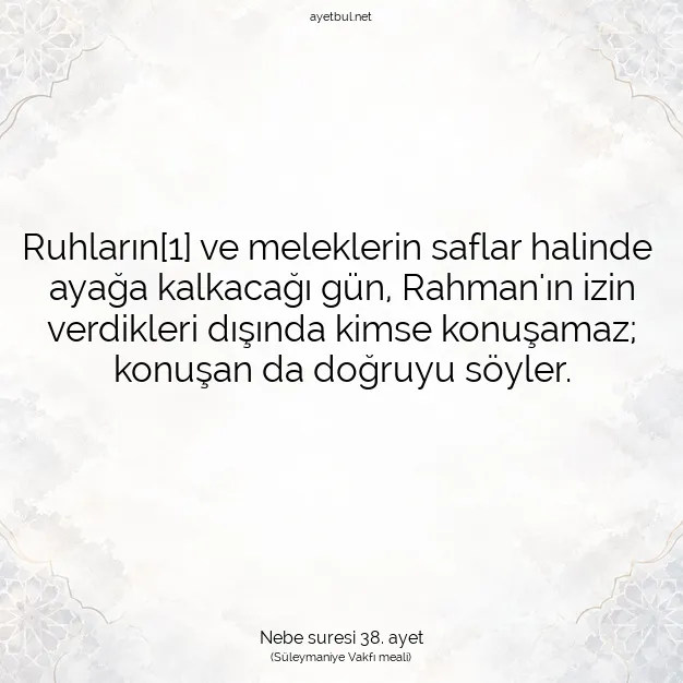 Ayetbul | Kuran Mealleri | Quran | Nebe suresi 38. ayet