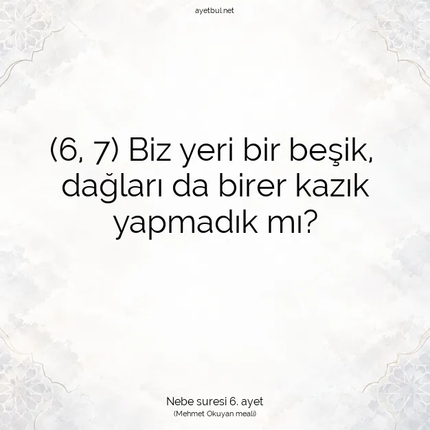 Ayetbul | Kuran Mealleri | Quran | Nebe suresi 6. ayet