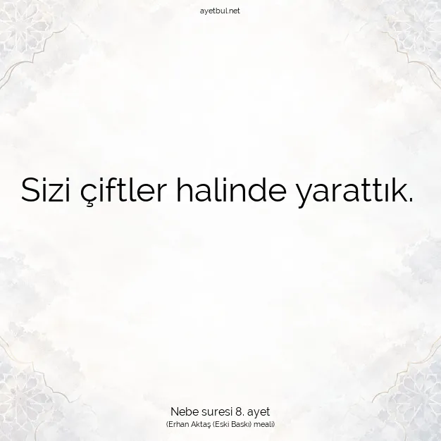Ayetbul | Kuran Mealleri | Quran | Nebe suresi 8. ayet