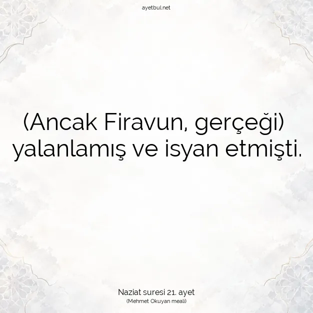 Ayetbul | Kuran Mealleri | Quran | Naziat suresi 21. ayet