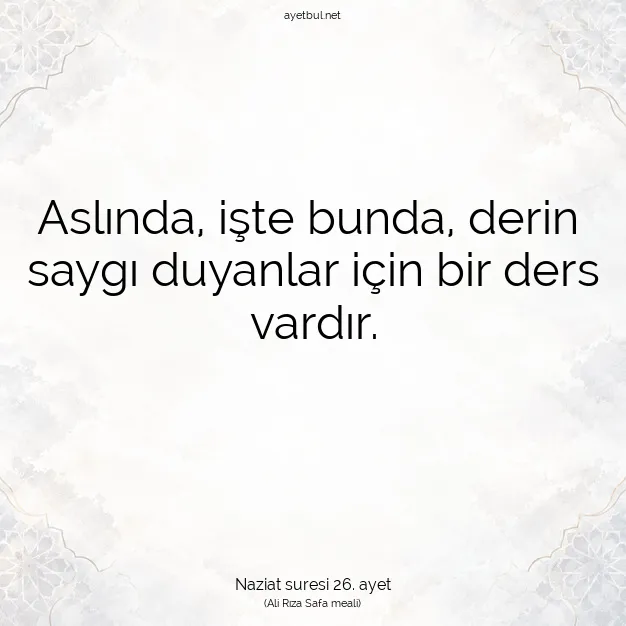 Ayetbul | Kuran Mealleri | Quran | Naziat suresi 26. ayet