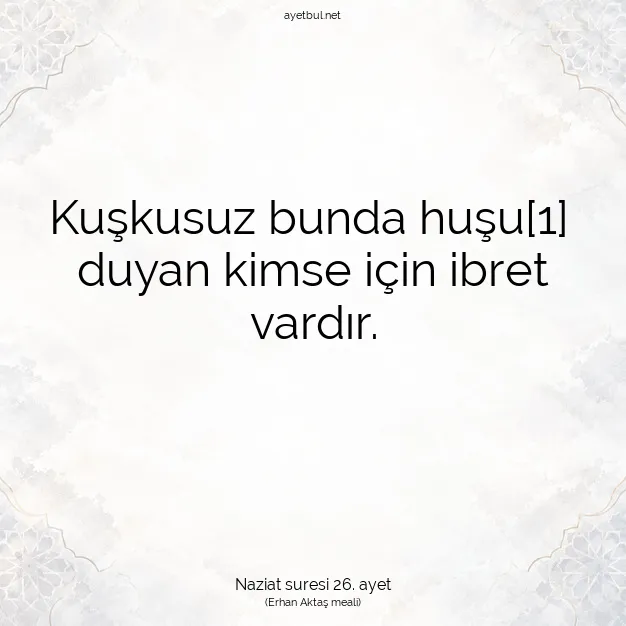 Ayetbul | Kuran Mealleri | Quran | Naziat suresi 26. ayet