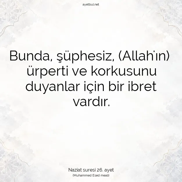 Ayetbul | Kuran Mealleri | Quran | Naziat suresi 26. ayet