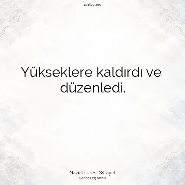 Ayetbul | Kuran Mealleri | Quran | Naziat suresi 28. ayet